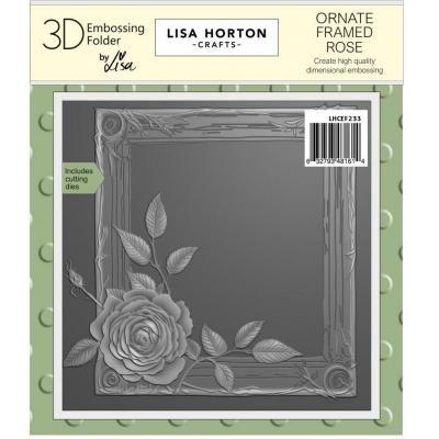 Lisa Horton Crafts 3D Embossing Folder and Die - Ornate Framed Rose